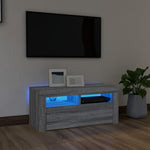 Tv-Benk Med Led-Lys Grå Sonoma 90X35X40 Cm