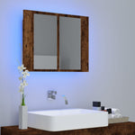 Speilskap Med Led Røkt Eik 60X12X45 Cm Konstruert Tre