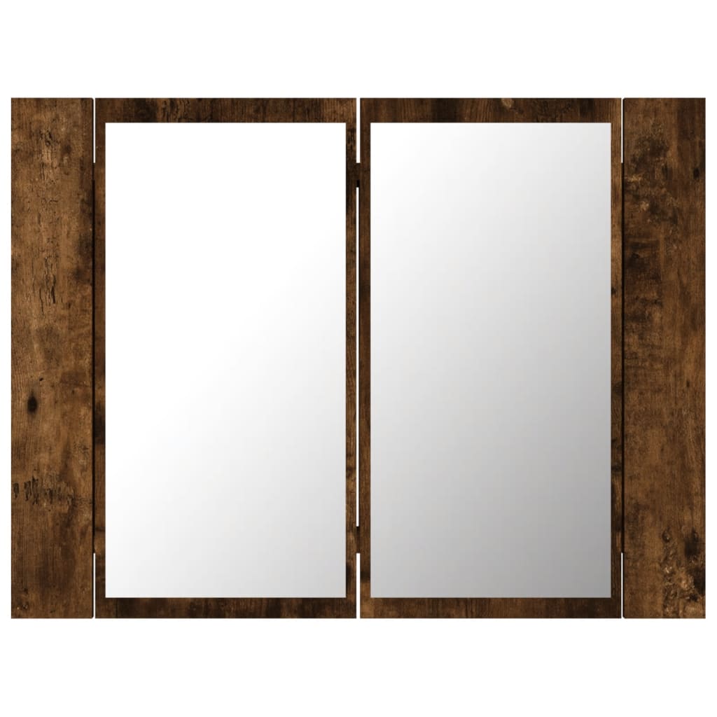 Speilskap Med Led Røkt Eik 60X12X45 Cm Konstruert Tre