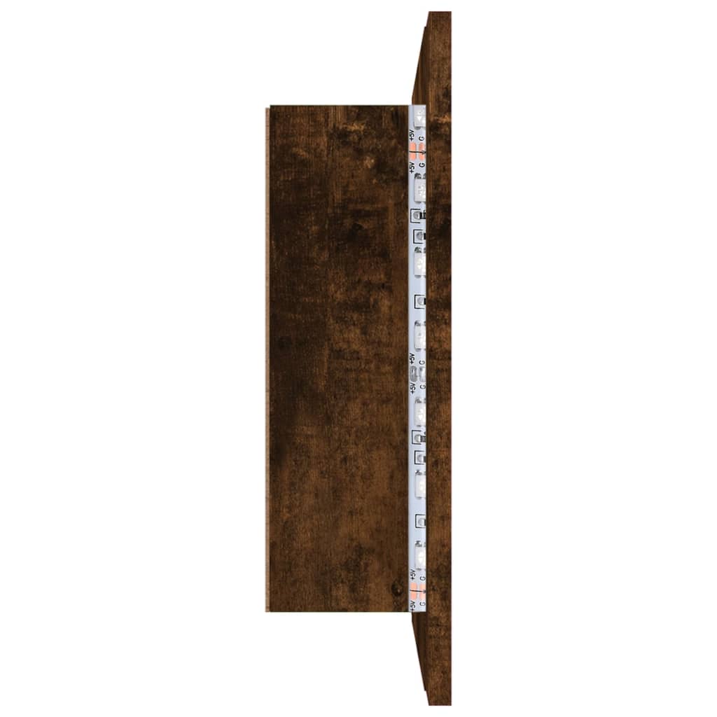 Speilskap Med Led Røkt Eik 60X12X45 Cm Konstruert Tre