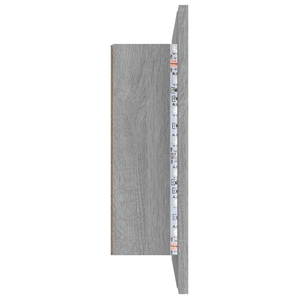 Speilskap Med Led Grå Eik 60X12X45 Cm Konstruert Tre