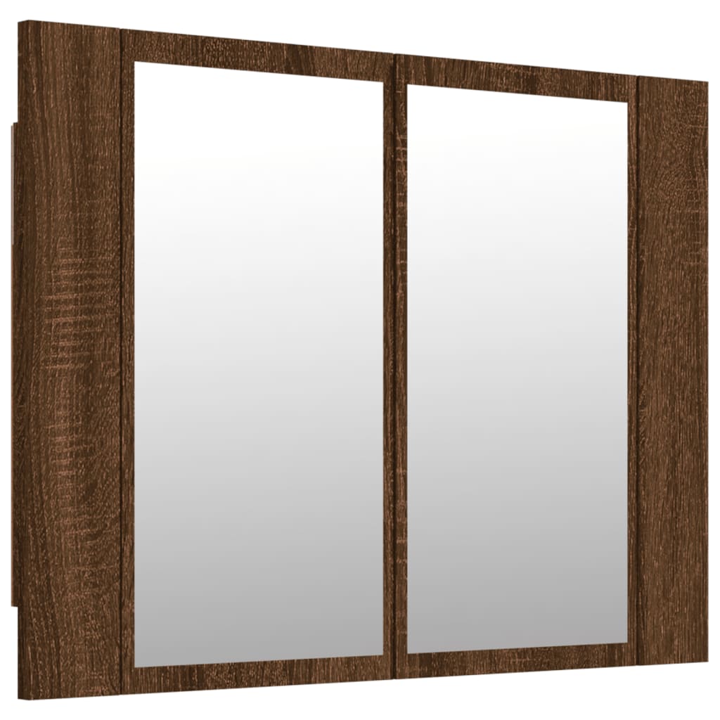 Speilskap Med Led Brun Eik 60X12X45 Cm Konstruert Tre