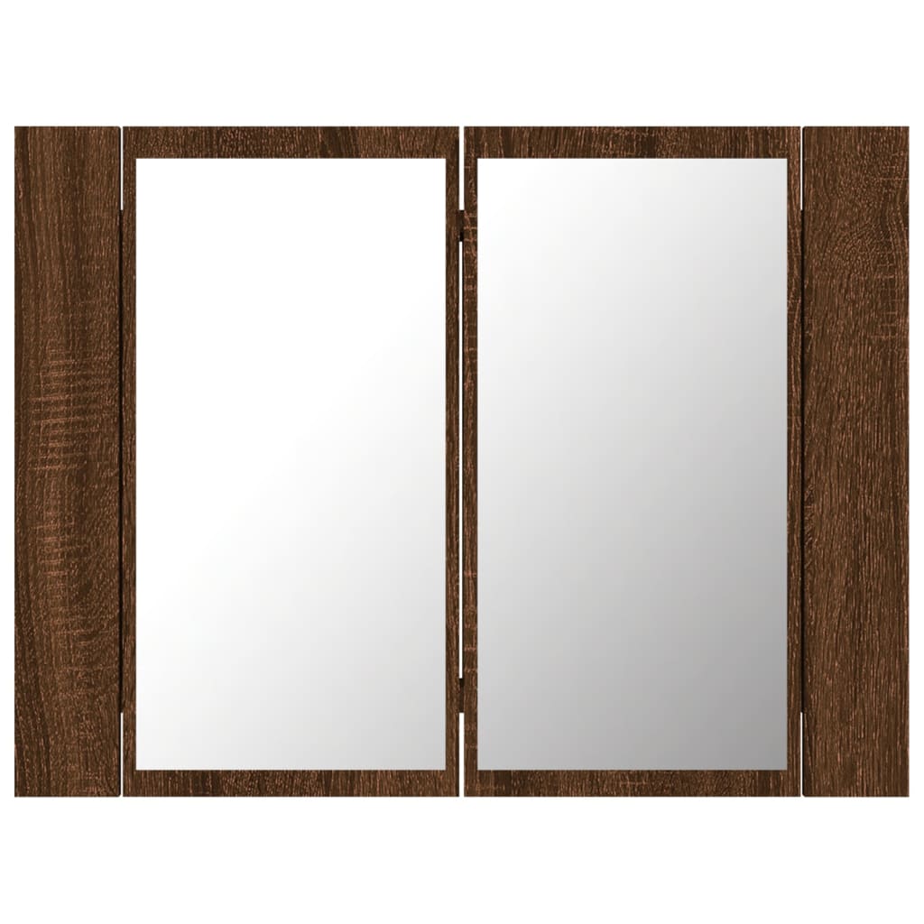 Speilskap Med Led Brun Eik 60X12X45 Cm Konstruert Tre