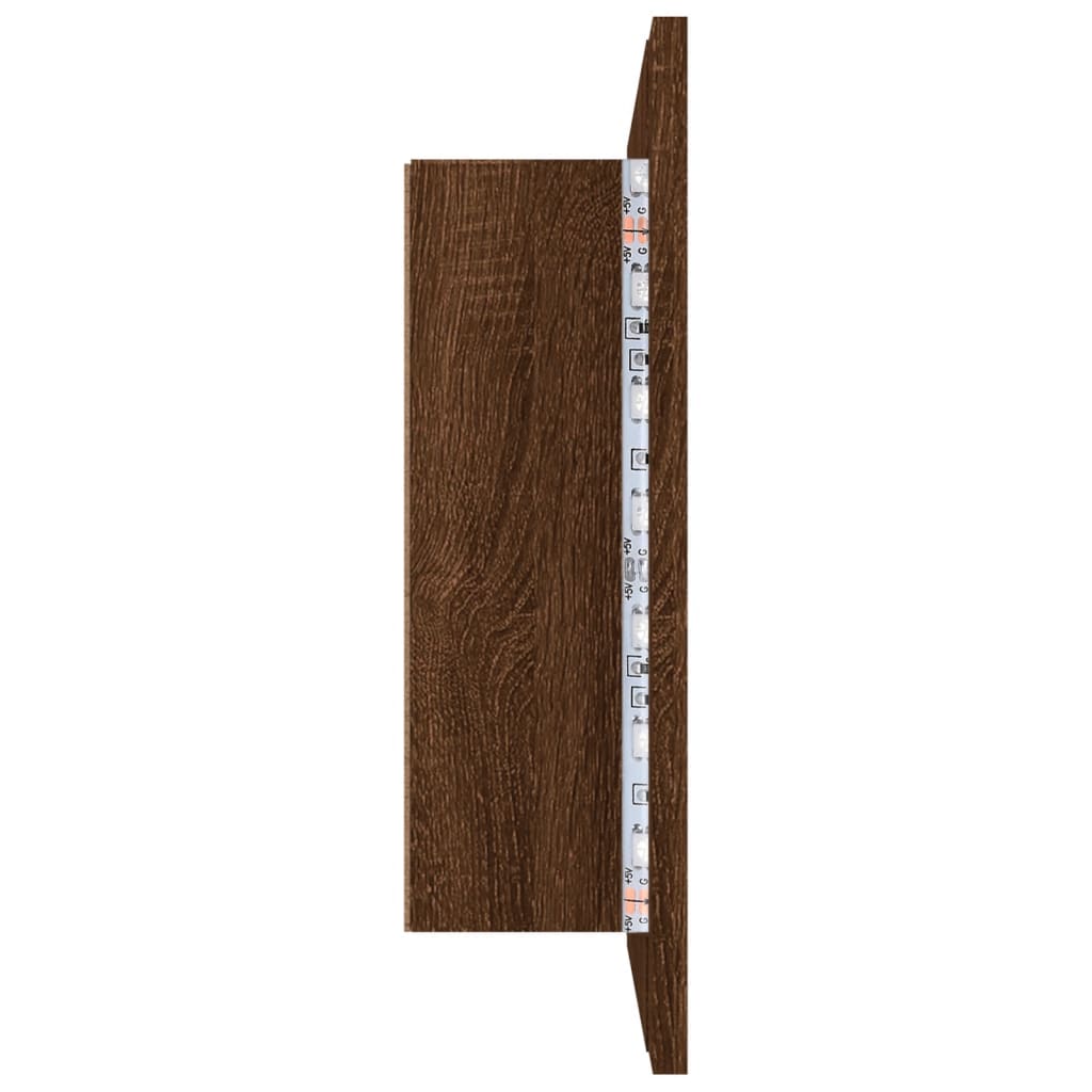 Speilskap Med Led Brun Eik 60X12X45 Cm Konstruert Tre