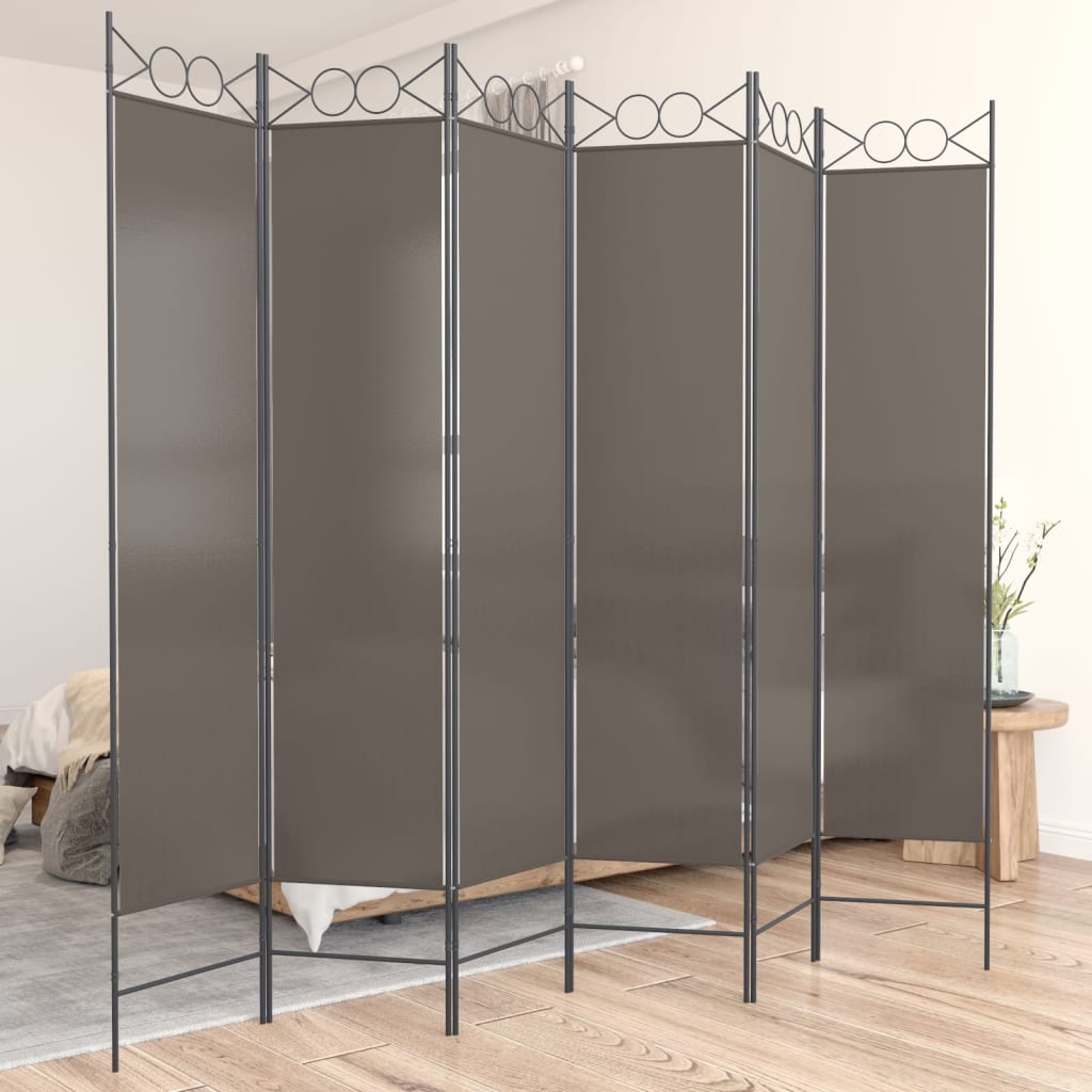 Romdeler Med 6 Paneler Antrasitt 240X200 Cm Stoff