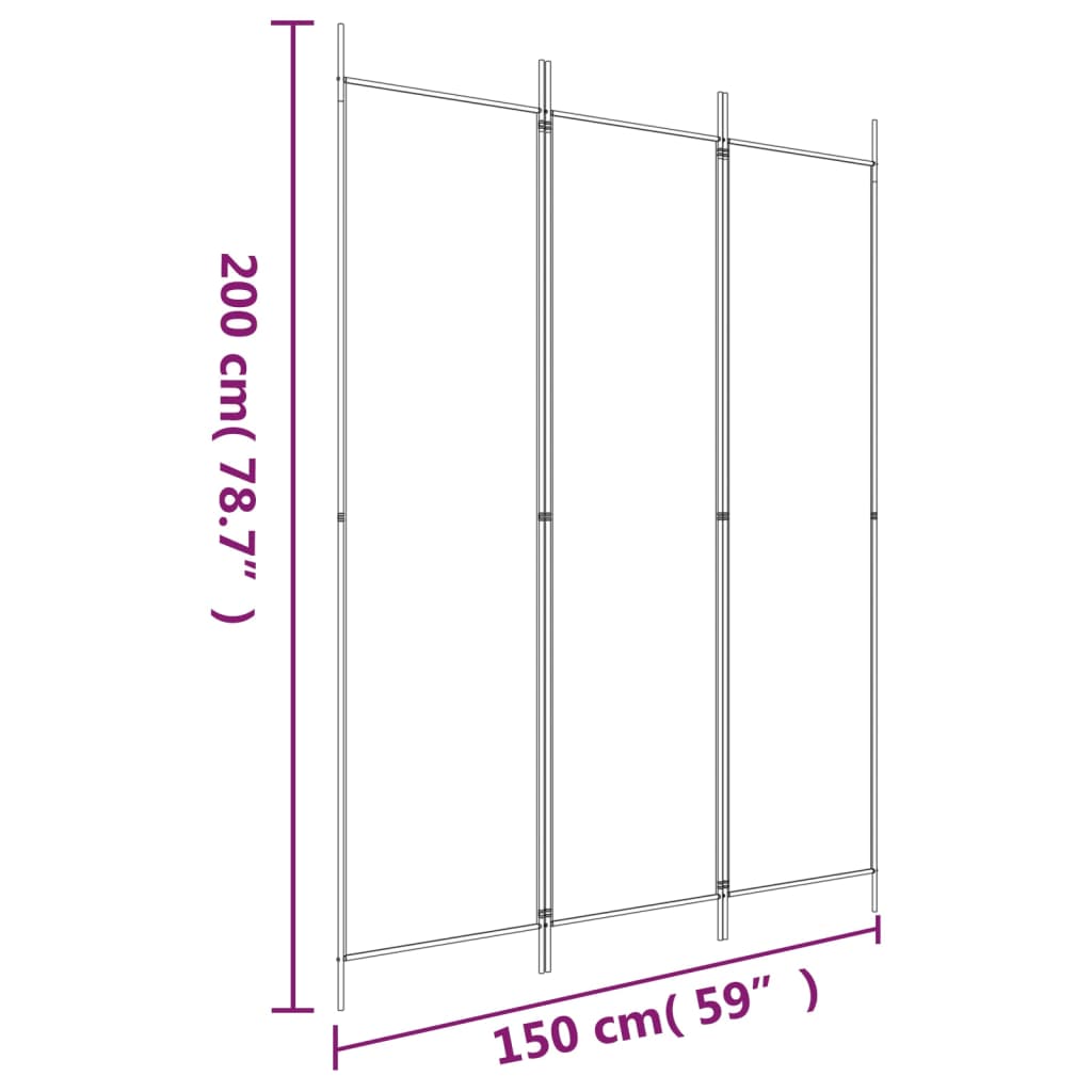 Romdeler 3 Paneler Antrasitt 150X200 Cm Stoff