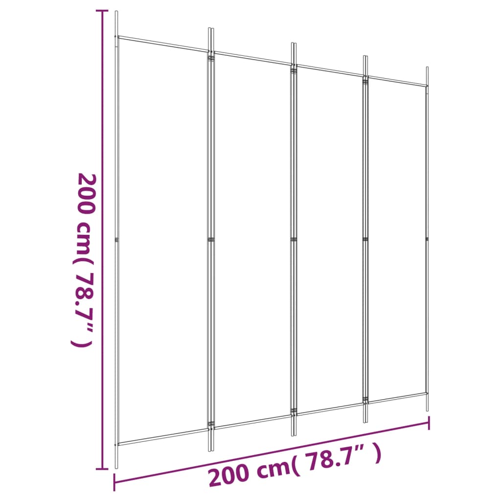 Romdeler Med 4 Paneler Brun 200X200 Cm Stoff