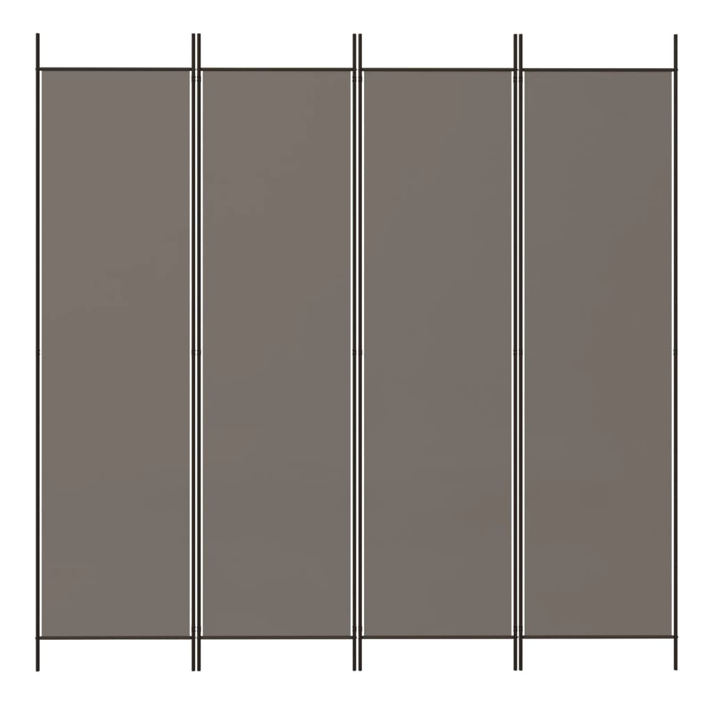 Romdeler 4 Paneler Antrasitt 200X200 Cm Stoff