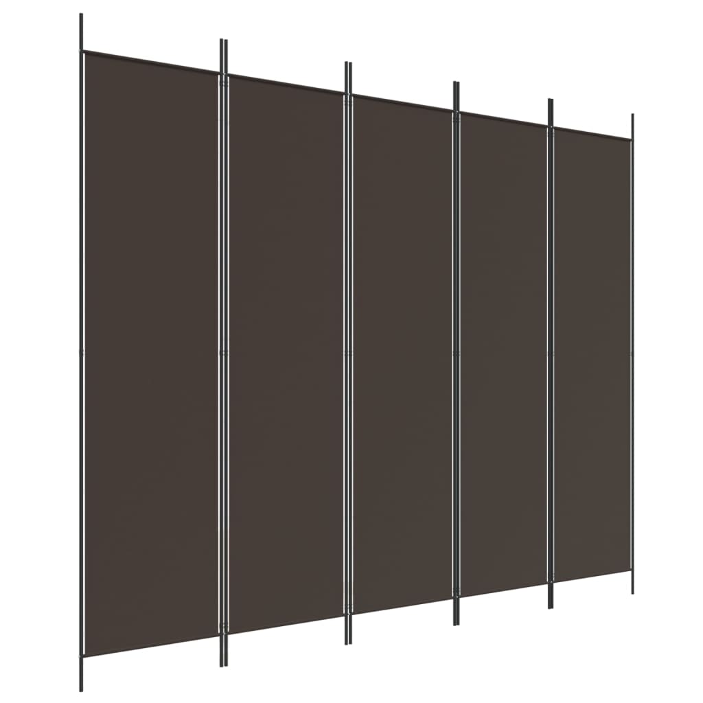 Romdeler 5 Paneler Brun 250X200 Cm Stoff