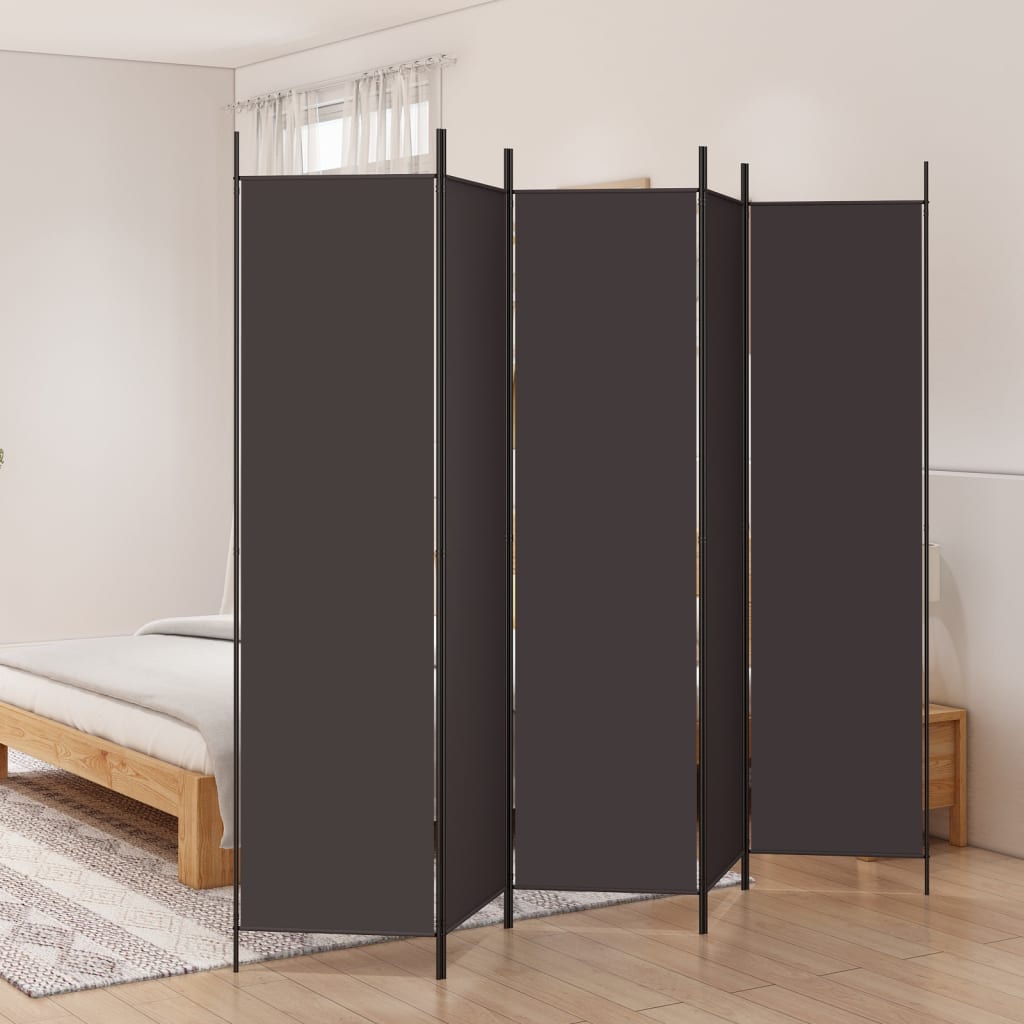 Romdeler 5 Paneler Brun 250X200 Cm Stoff