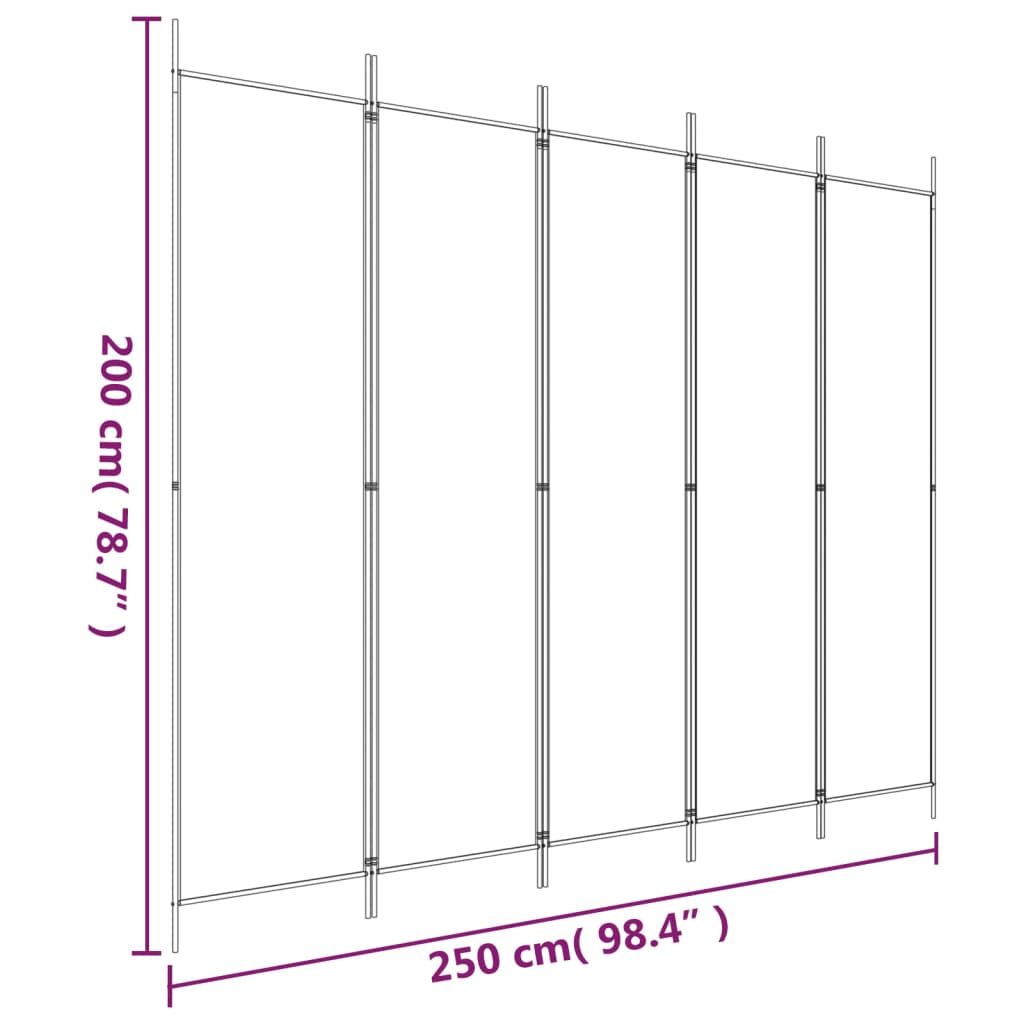Romdeler Med 5 Paneler Antrasitt 250X200 Cm Stoff