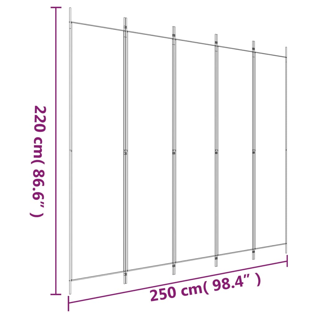Romdeler Med 5 Paneler Antrasitt 250X220 Cm Stoff