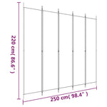 Romdeler 5 Paneler Svart 250X220 Cm Stoff