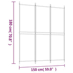 Romdeler 3 Paneler Hvit 150X180 Cm Stoff