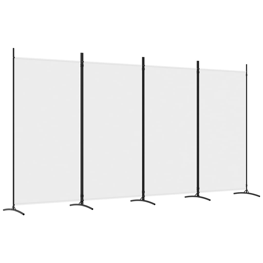 Romdeler 4 Paneler Hvit 346X180 Cm Stoff