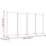 Romdeler 4 Paneler Hvit 346X180 Cm Stoff