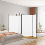 Romdeler 4 Paneler Hvit 346X180 Cm Stoff