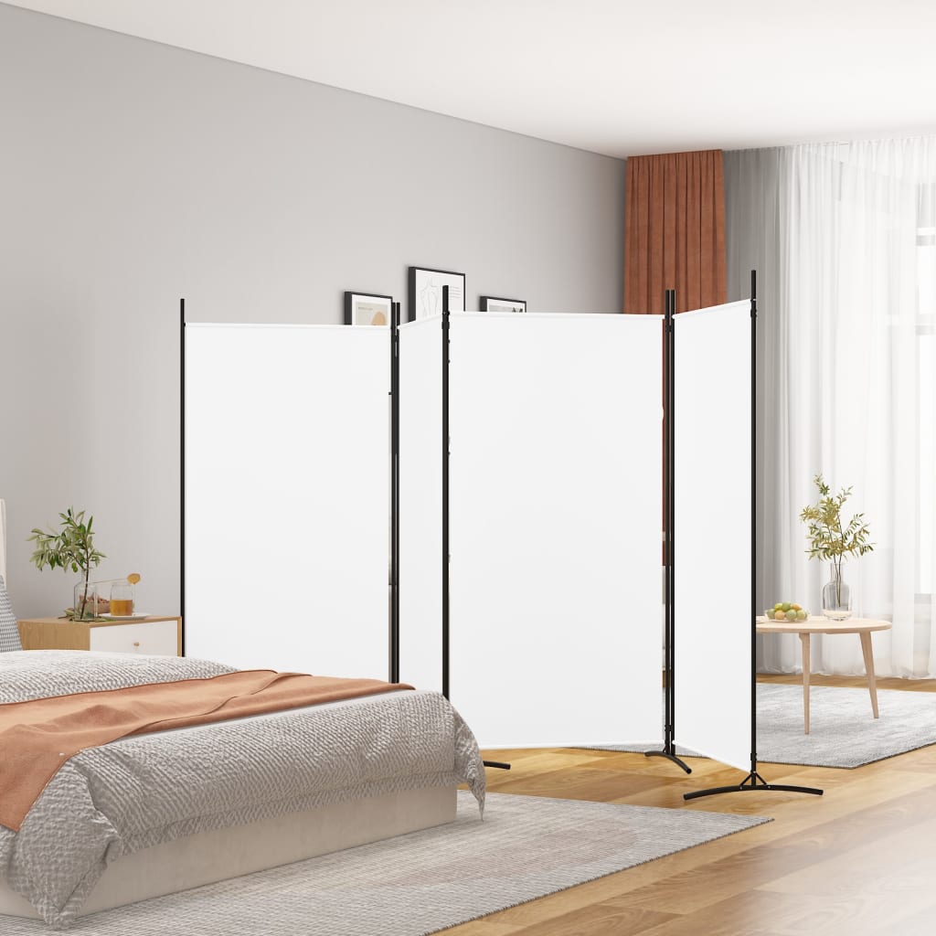 Romdeler 4 Paneler Hvit 346X180 Cm Stoff