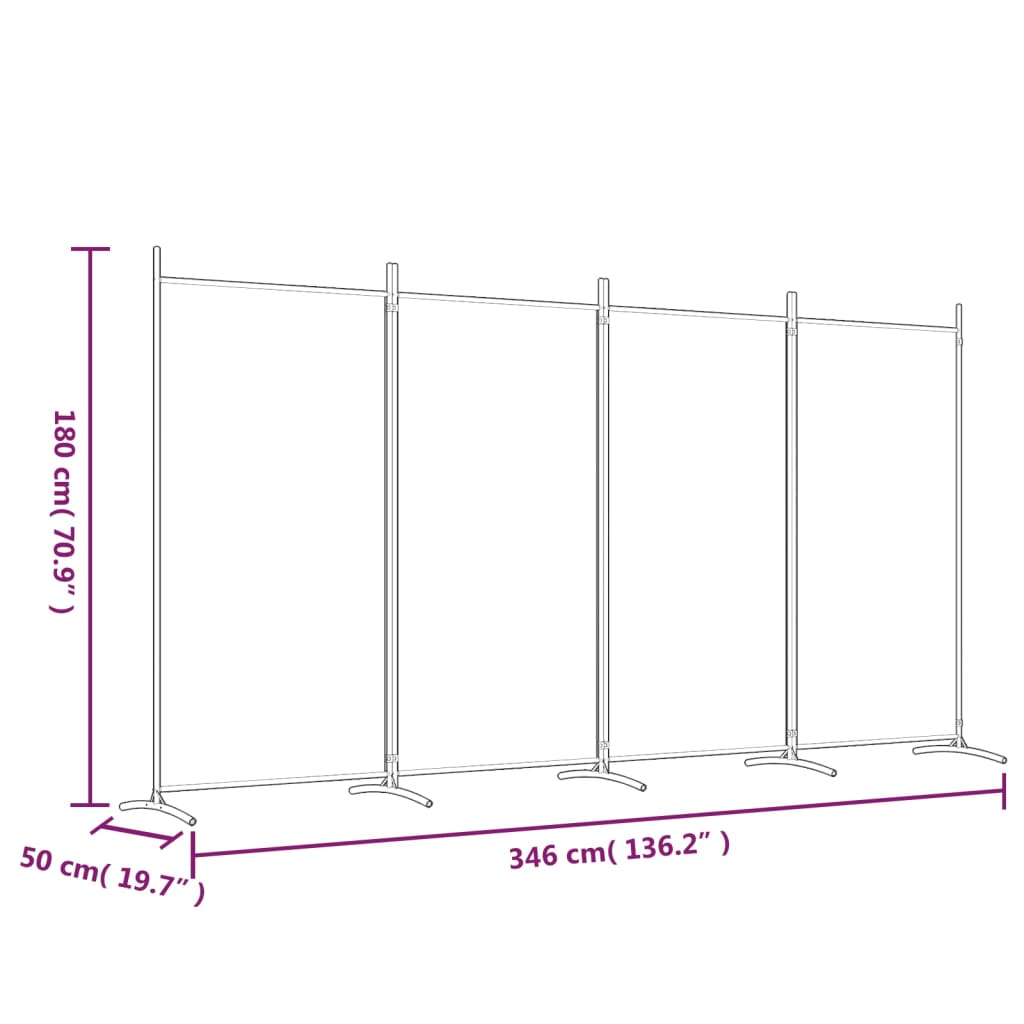 Romdeler 4 Paneler Brun 346X180 Cm Stoff