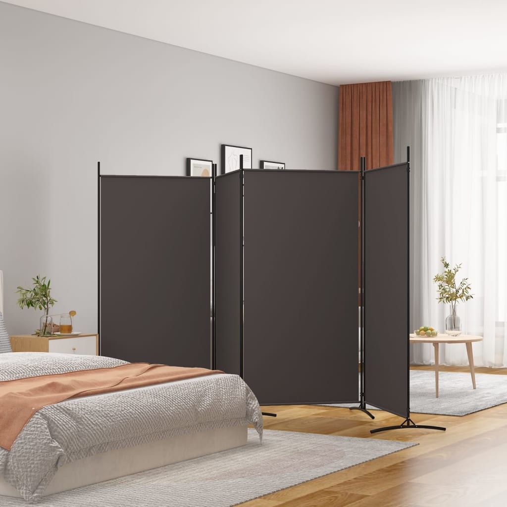 Romdeler 4 Paneler Brun 346X180 Cm Stoff