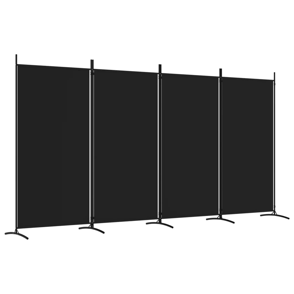Romdeler 4 Paneler Svart 346X180 Cm Stoff