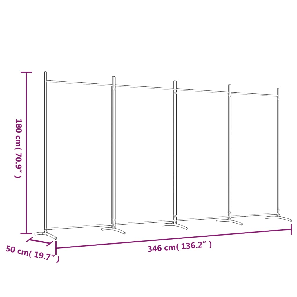 Romdeler 4 Paneler Svart 346X180 Cm Stoff