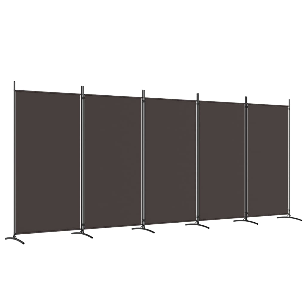 Romdeler Med 5 Paneler Brun 433X180 Cm Stoff