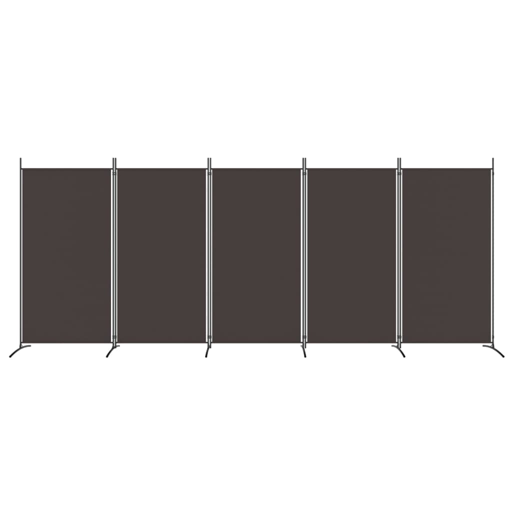 Romdeler Med 5 Paneler Brun 433X180 Cm Stoff