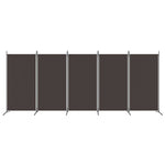 Romdeler Med 5 Paneler Brun 433X180 Cm Stoff