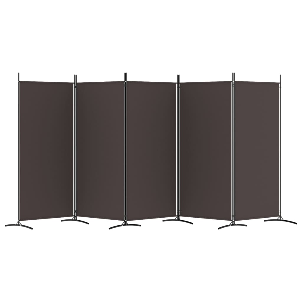Romdeler Med 5 Paneler Brun 433X180 Cm Stoff