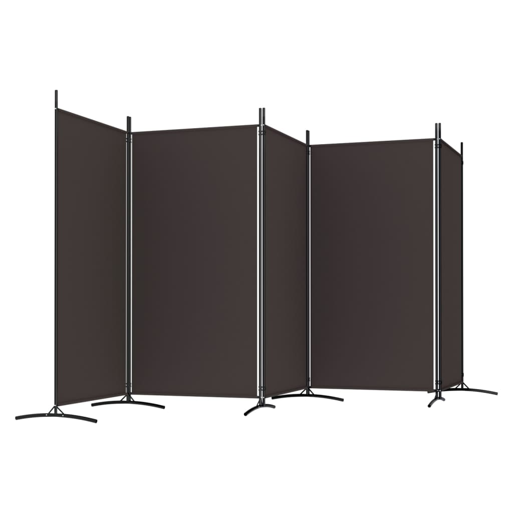 Romdeler Med 5 Paneler Brun 433X180 Cm Stoff