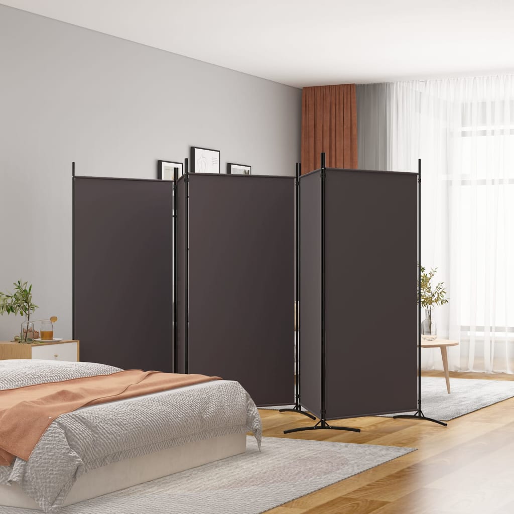 Romdeler Med 5 Paneler Brun 433X180 Cm Stoff