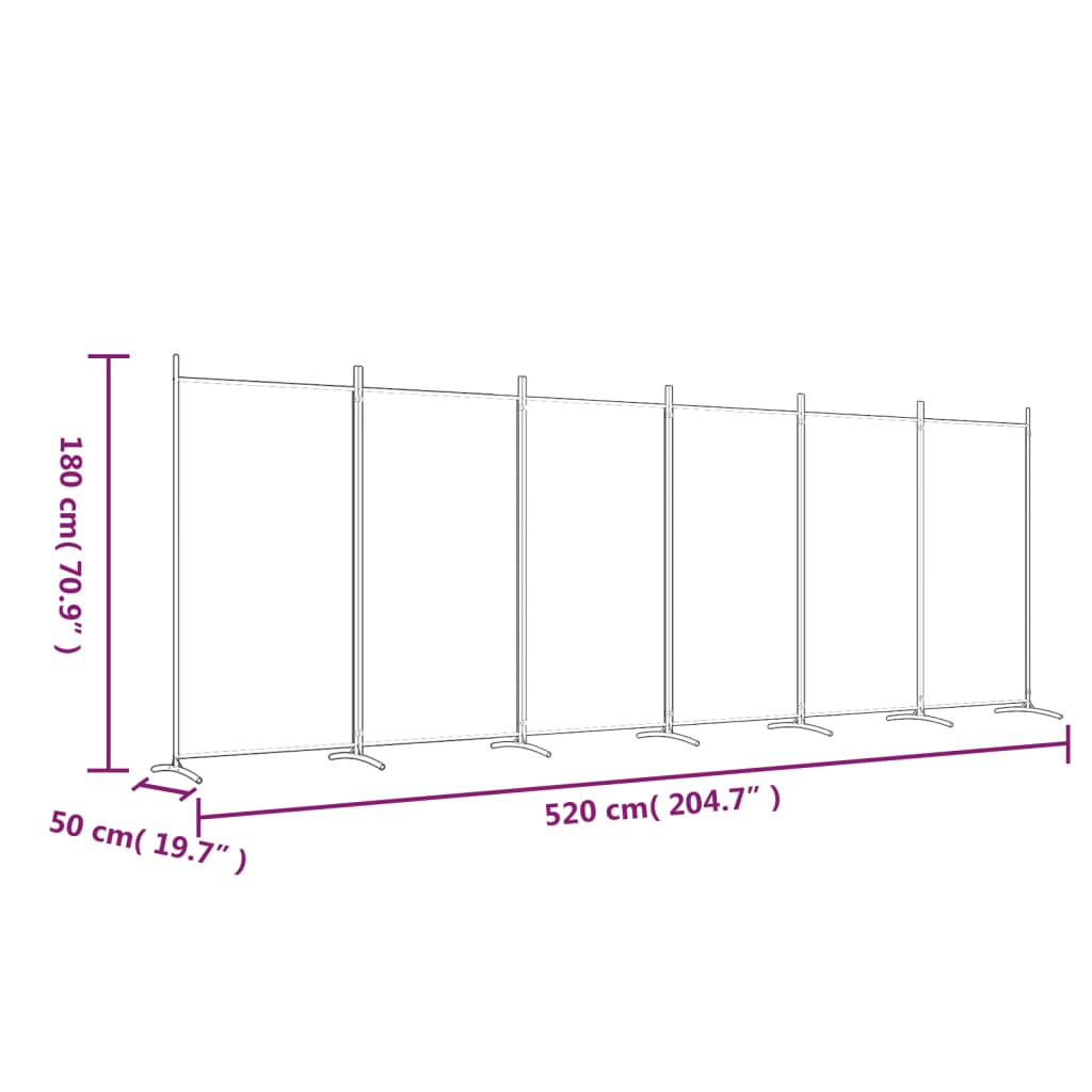 Romdeler Med 6 Paneler Antrasitt 520X180 Cm Stoff
