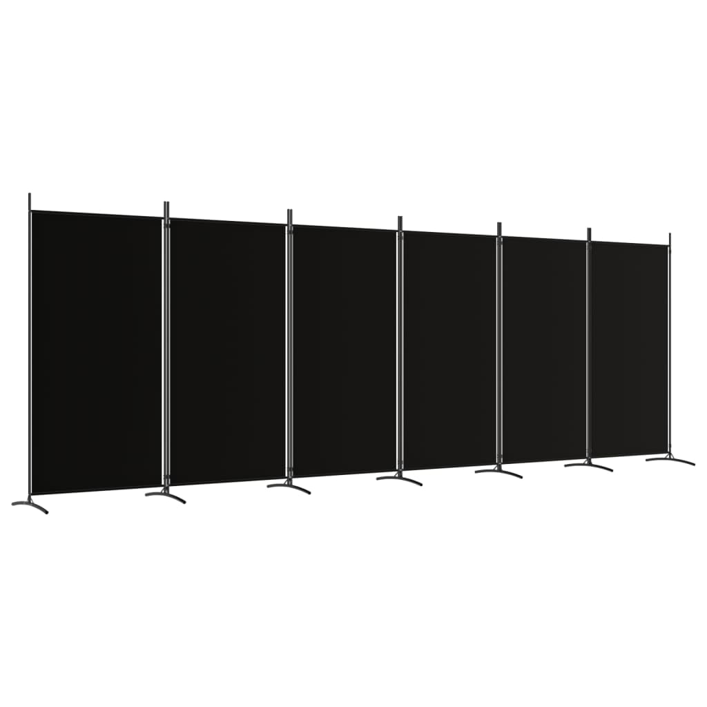 Romdeler Med 6 Paneler Svart 520X180 Cm Stoff