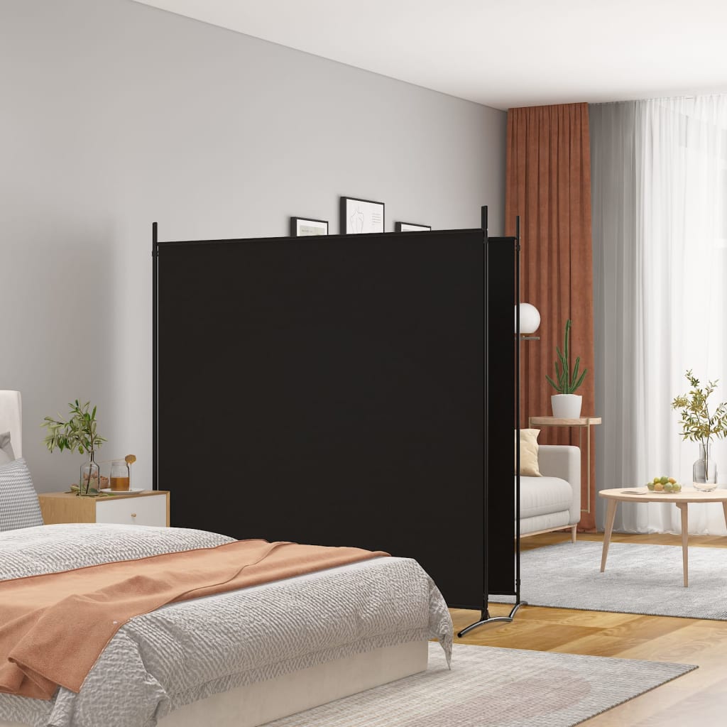 Romdeler Med 2 Paneler Svart 348X180 Cm Stoff