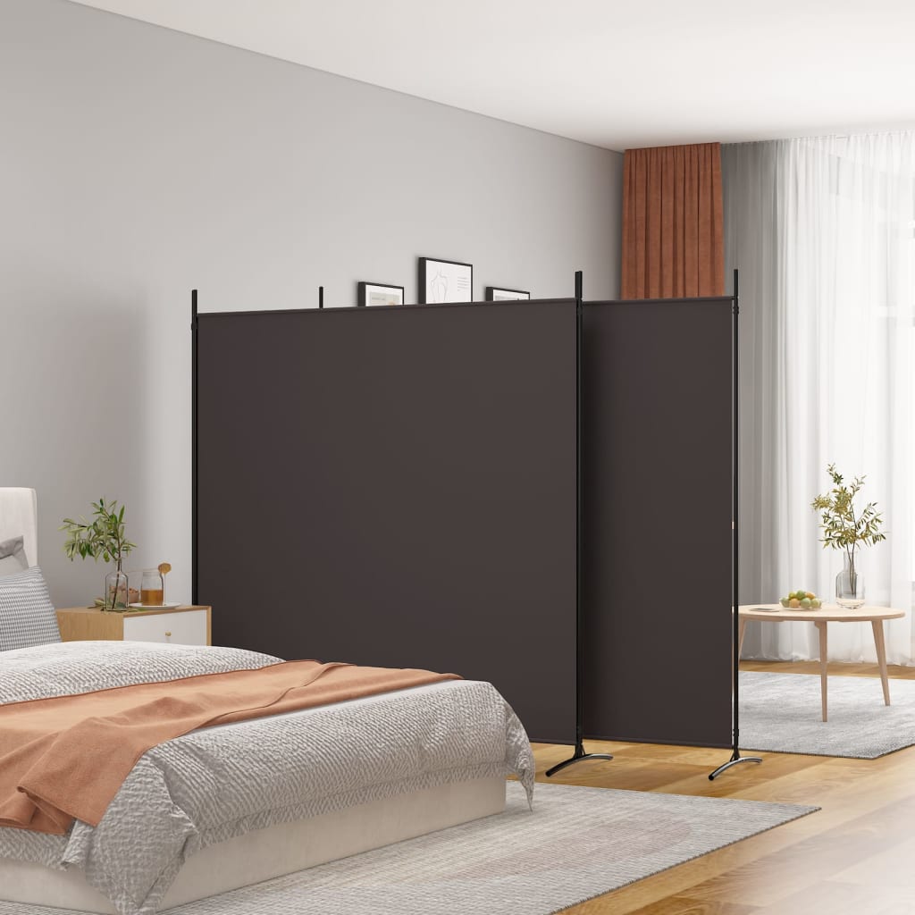 Romdeler 3 Paneler Brun 525X180 Cm Stoff