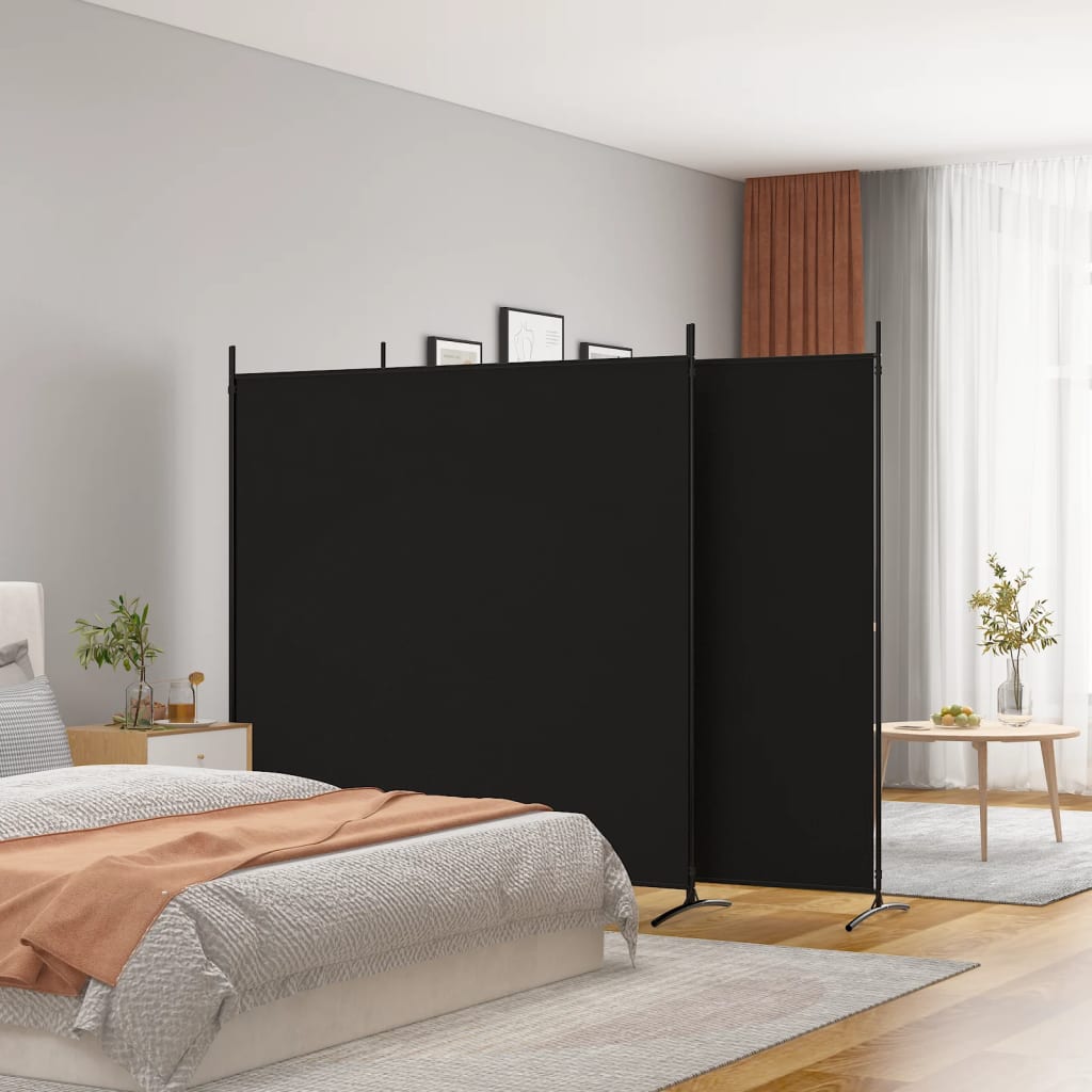 Romdeler 3 Paneler Svart 525X180 Cm Stoff