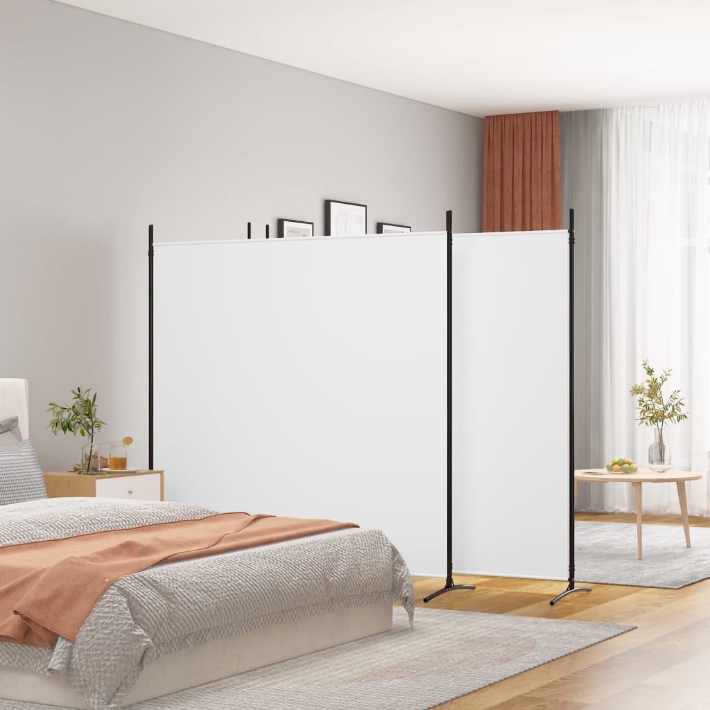 Romdeler 4 Paneler Hvit 698X180 Cm Stoff