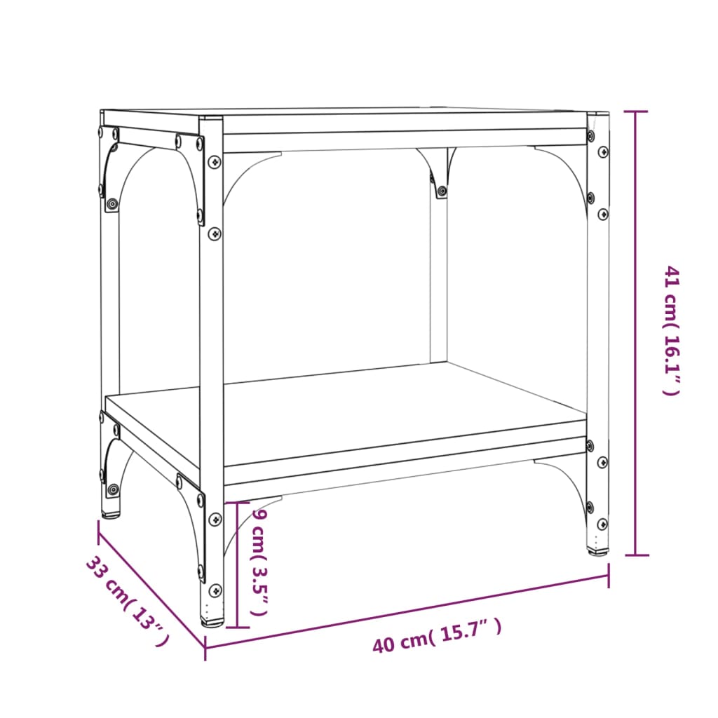 Tv-Benk Grå Sonoma 40X33X41 Cm Konstruert Tre Og Stål