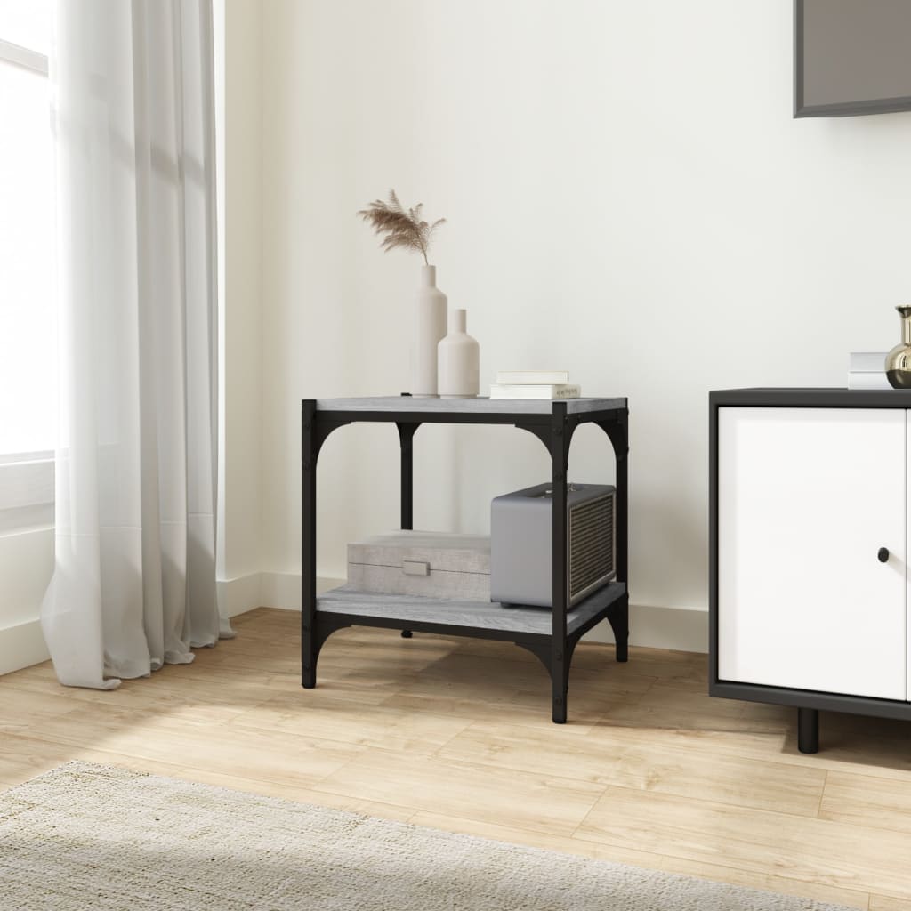 Tv-Benk Grå Sonoma 40X33X41 Cm Konstruert Tre Og Stål