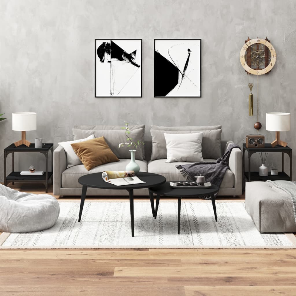 Sidebord 2 Stk Svart 40X40X40 Cm Konstruert Tre