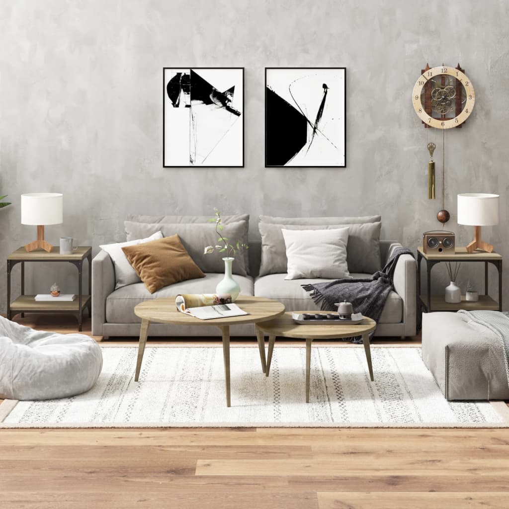 Sidebord 2 Stk Sonoma Eik 40X40X40 Cm Konstruert Tre