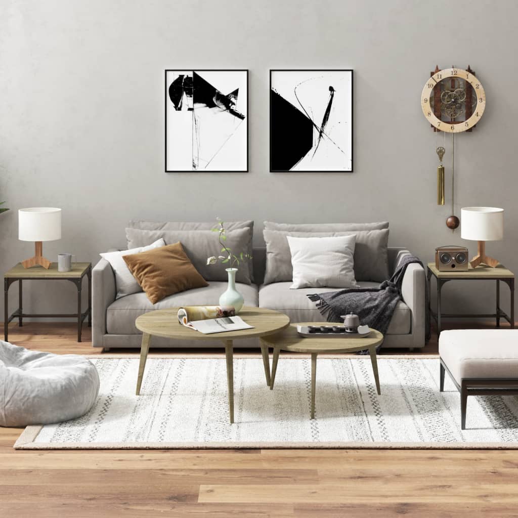 Sidebord 2 Stk Sonoma Eik 40X40X35 Cm Konstruert Tre