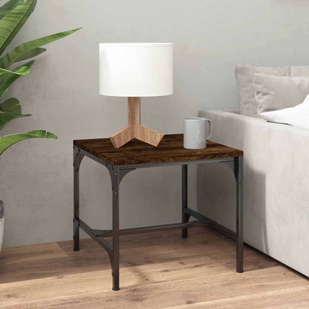 Sidebord 2 Stk Røkt Eik 40X40X35 Cm Konstruert Tre