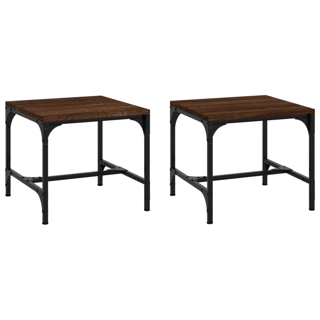 Sidebord 2 Stk Brun Eik 40X40X35 Cm Konstruert Tre