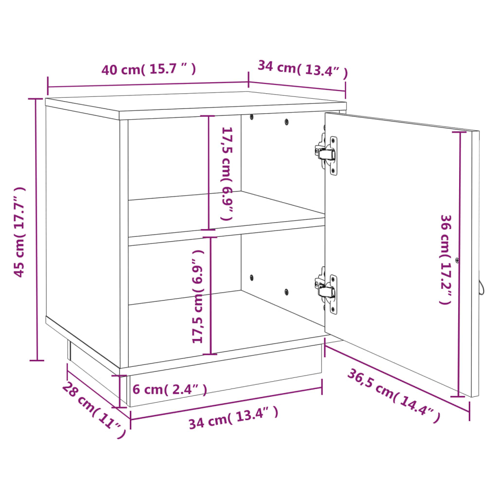 Nattbord 40X34X45 Cm Heltre Furu