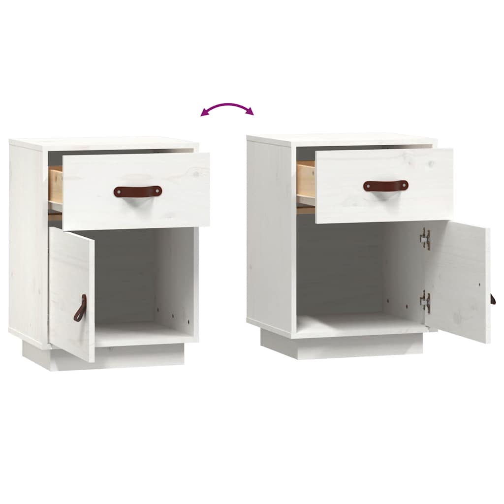 Nattbord Hvit 40X34X55 Cm Heltre Furu
