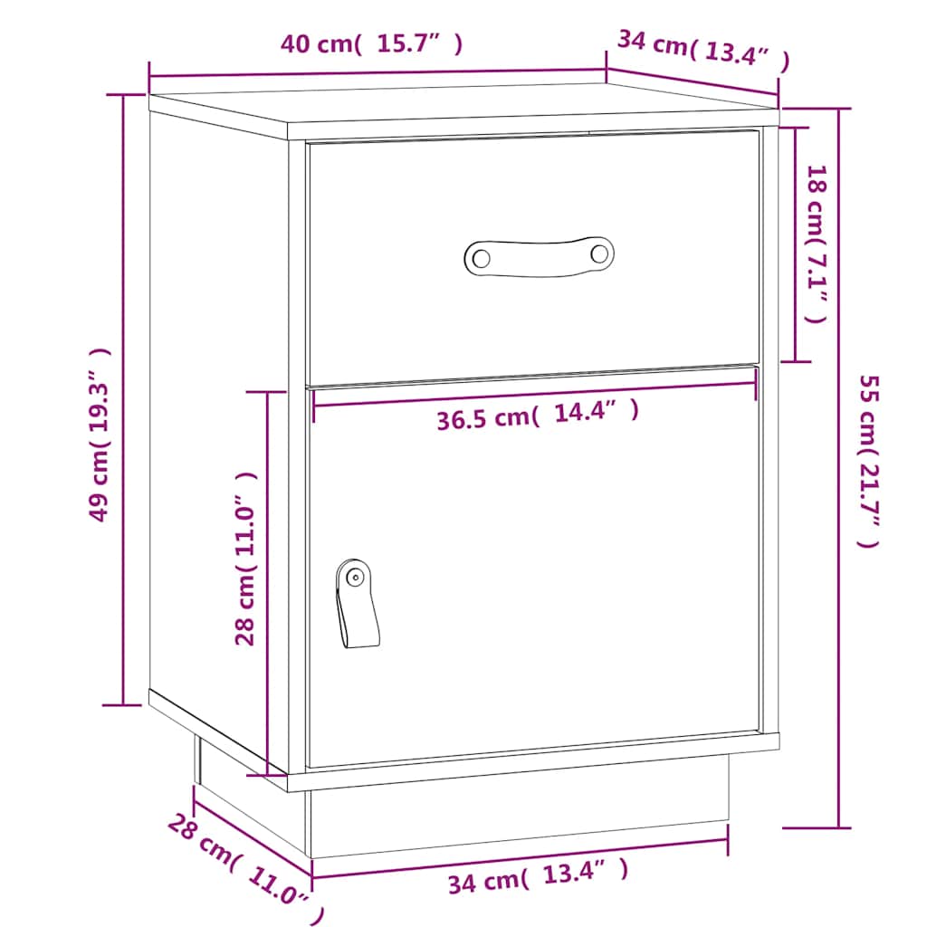 Nattbord Svart 40X34X55 Heltre Furu