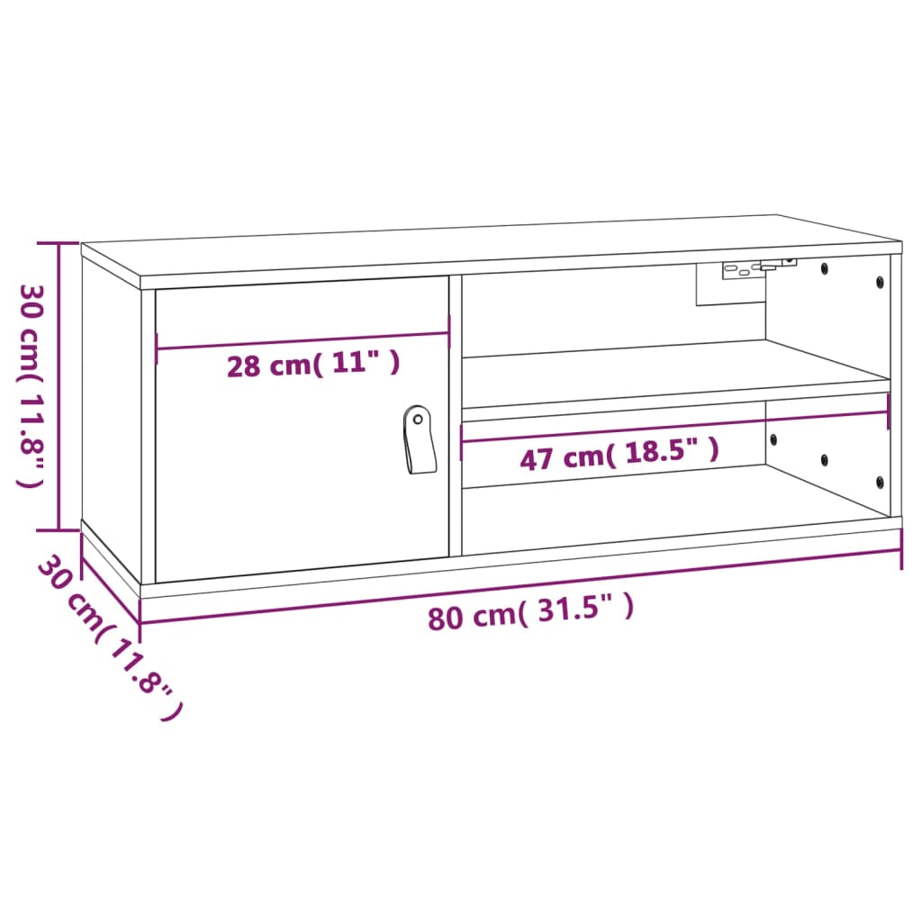 Veggskap 80X30X30 Cm Heltre Furu
