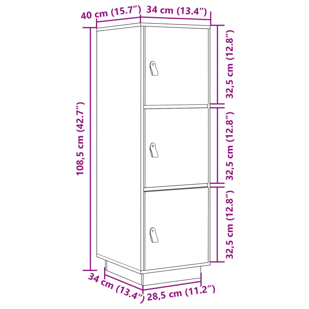 Highboard 34X40X108,5 Cm Heltre Furu